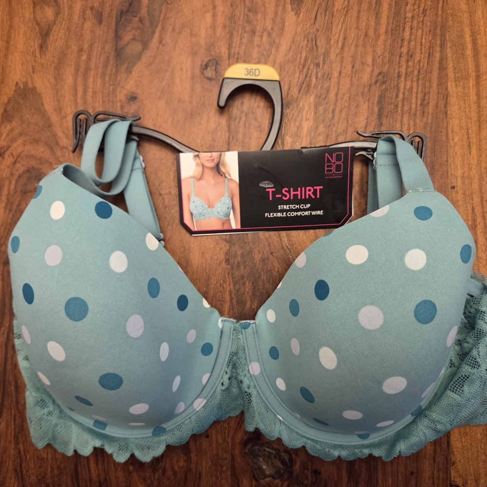 No Boundaries 36D Polka Dot T-Shirt Bra